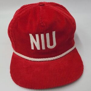Vintage Northern Illinois Huskies Hat Strapback Red NCAA Corduroy Rope NIU Men